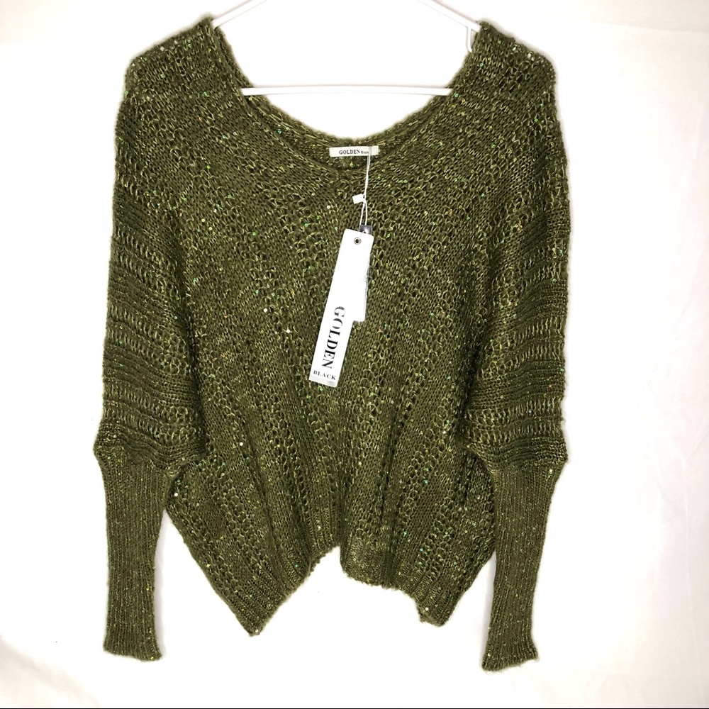 NWT Beautiful Green Sequined Sweater Sz S